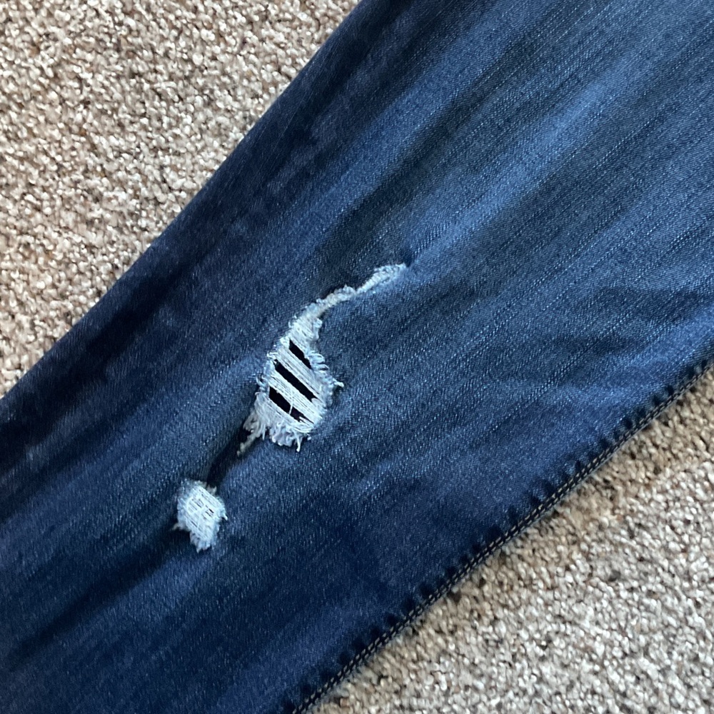 White House Black Market Dark Blue Distressed Skinny Jeans - Picture 2 of 7